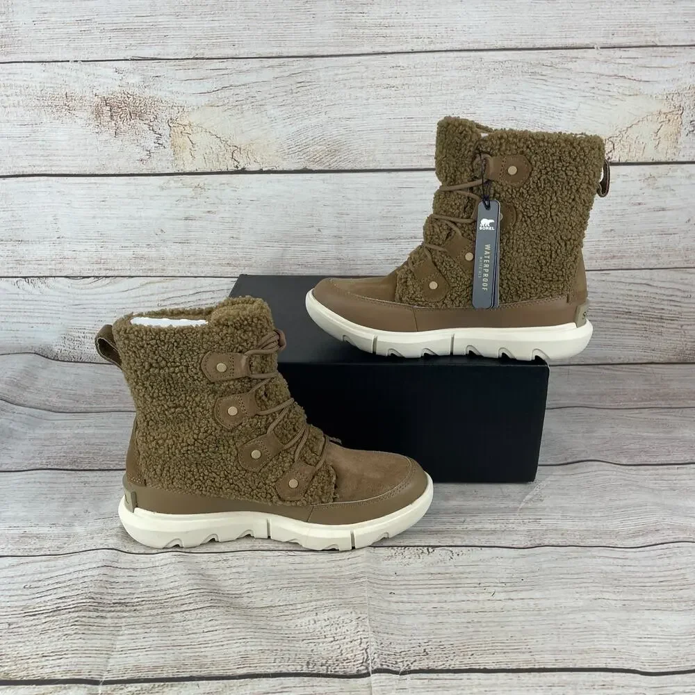 Sorel Explorer II Joan Cozy Womens Sz 6 Snow Boots Tan Fuzzy Delta Dawn
